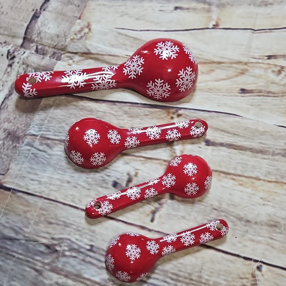Red Snowflake Christmas Holiday Measuring Spoons‎